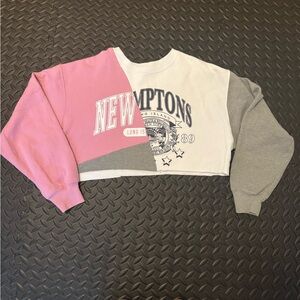Hollister Pink and White Fleece Sweatshirt